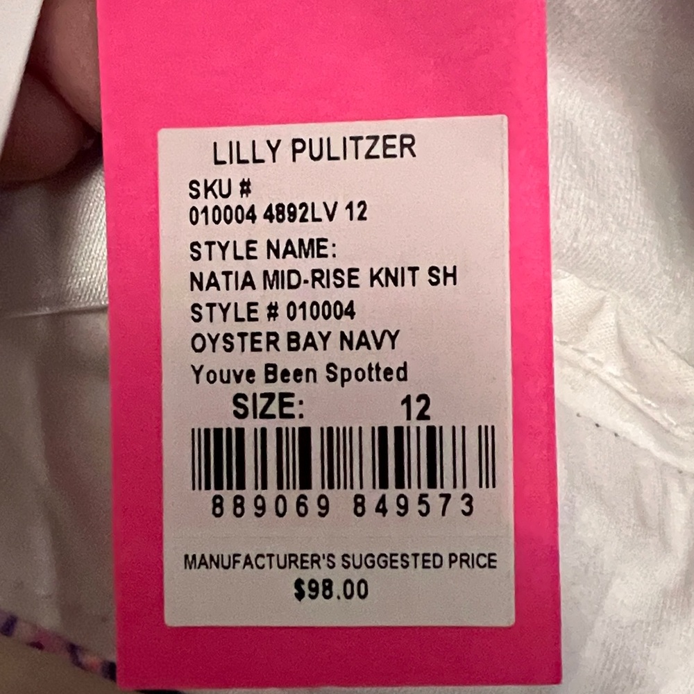 Lilly Pulitzer Vibrant Pink and Blue Leaf Print Shorts - Picture 6 of 7